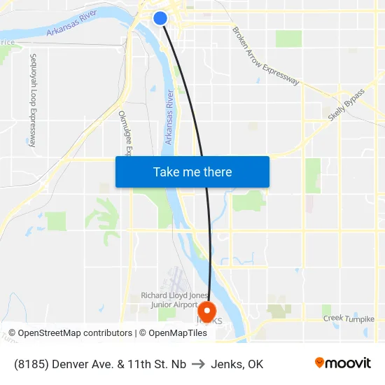 (8185) Denver Ave. & 11th St. Nb to Jenks, OK map