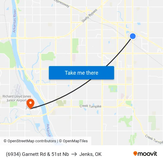 (6934) Garnett Rd & 51st Nb to Jenks, OK map