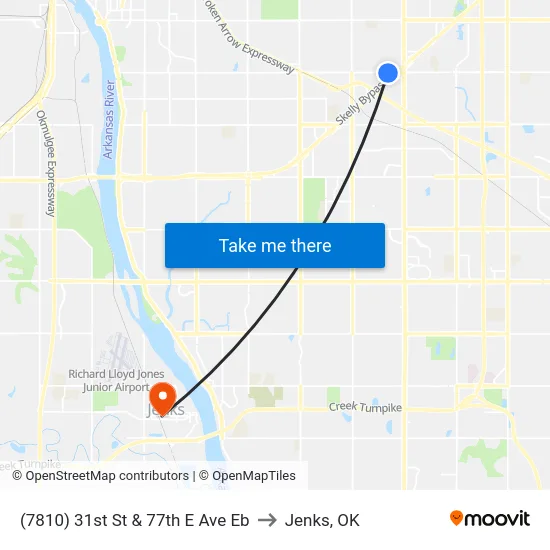 (7810) 31st St & 77th E Ave Eb to Jenks, OK map