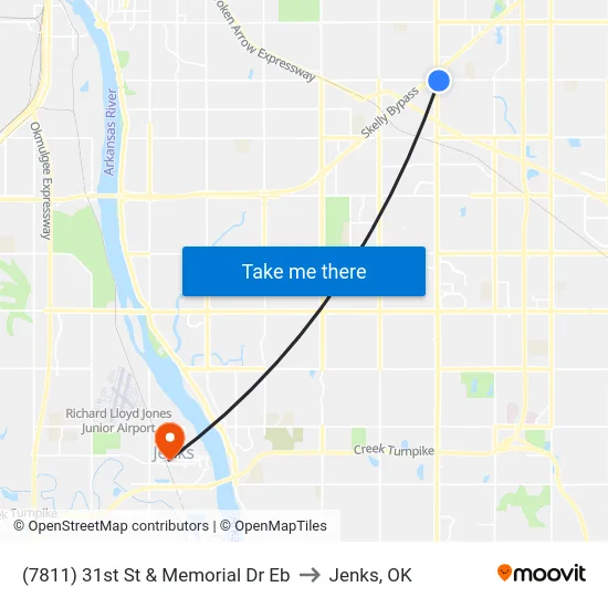 (7811) 31st St & Memorial Dr Eb to Jenks, OK map