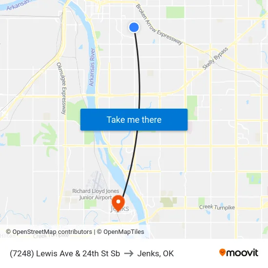 (7248) Lewis Ave & 24th St Sb to Jenks, OK map