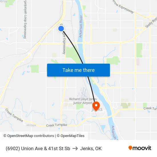 (6902) Union Ave & 41st St Sb to Jenks, OK map