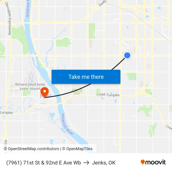 (7961) 71st St & 92nd E Ave Wb to Jenks, OK map