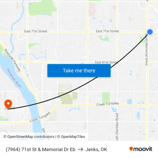 (7964) 71st St & Memorial Dr Eb to Jenks, OK map
