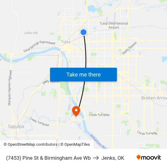 (7453) Pine St & Birmingham Ave Wb to Jenks, OK map