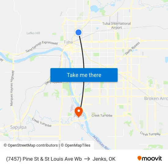(7457) Pine St & St Louis Ave Wb to Jenks, OK map