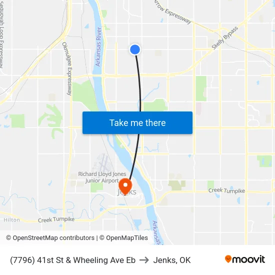 (7796) 41st St & Wheeling Ave Eb to Jenks, OK map
