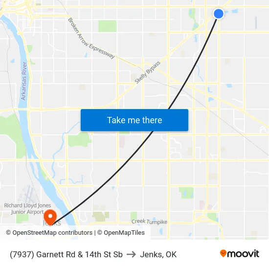 (7937) Garnett Rd & 14th St Sb to Jenks, OK map