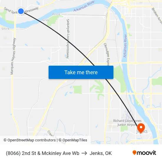 (8066) 2nd St & Mckinley Ave Wb to Jenks, OK map