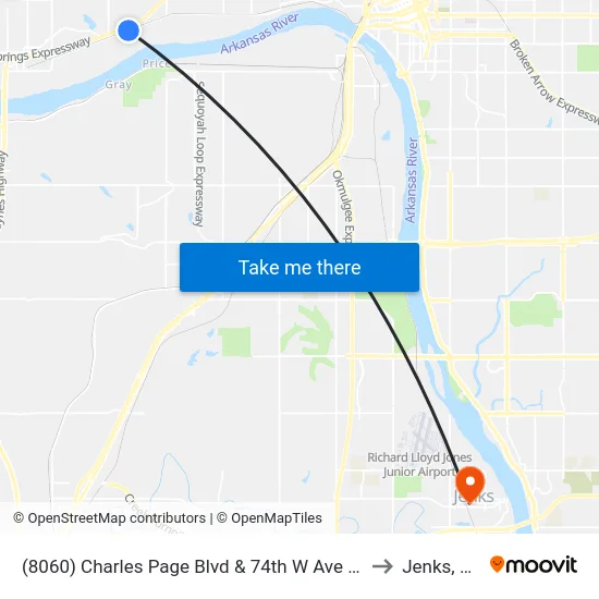 (8060) Charles Page Blvd & 74th W Ave Wb to Jenks, OK map