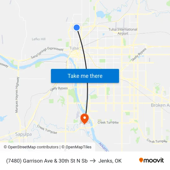 (7480) Garrison Ave & 30th St N Sb to Jenks, OK map