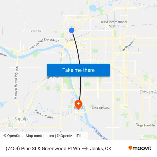 (7459) Pine St & Greenwood Pl Wb to Jenks, OK map