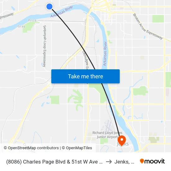 (8086) Charles Page Blvd & 51st W Ave Eb to Jenks, OK map