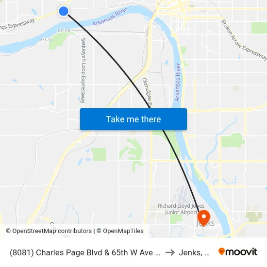 (8081) Charles Page Blvd & 65th W Ave Eb to Jenks, OK map