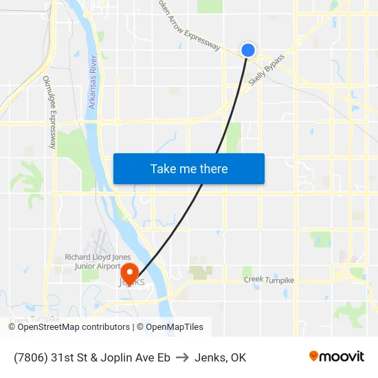 (7806) 31st St & Joplin Ave Eb to Jenks, OK map