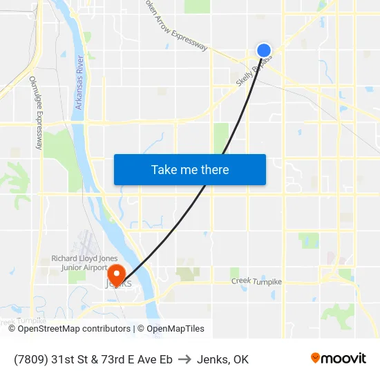 (7809) 31st St & 73rd E Ave Eb to Jenks, OK map
