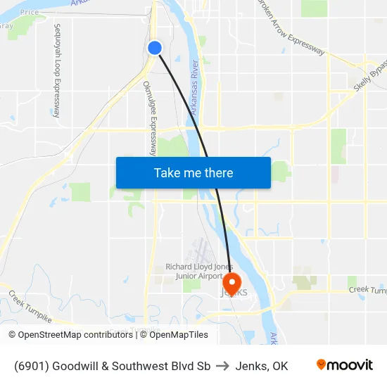 (6901) Goodwill & Southwest Blvd Sb to Jenks, OK map