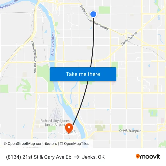 (8134) 21st St & Gary Ave Eb to Jenks, OK map