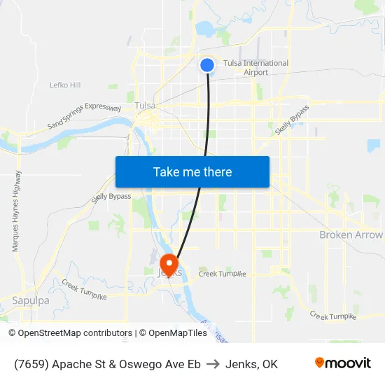 (7659) Apache St & Oswego Ave Eb to Jenks, OK map