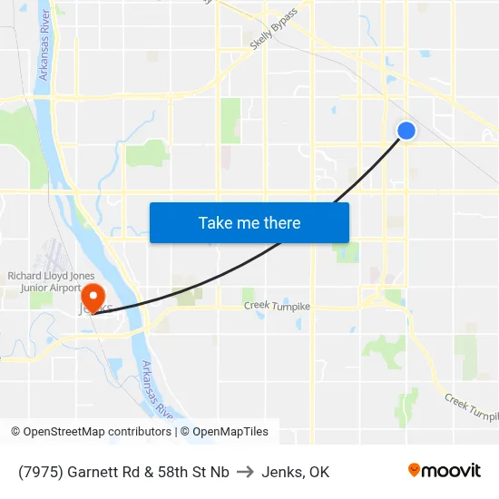 (7975) Garnett Rd & 58th St Nb to Jenks, OK map