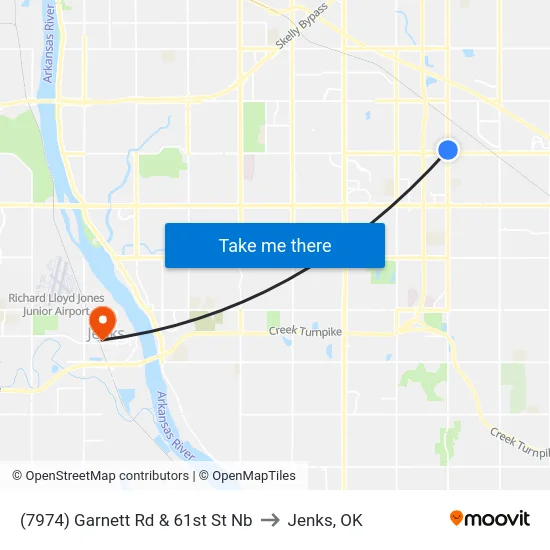 (7974) Garnett Rd & 61st St Nb to Jenks, OK map