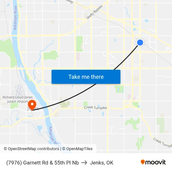 (7976) Garnett Rd & 55th Pl Nb to Jenks, OK map