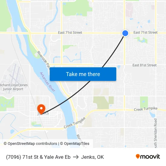 (7096) 71st St & Yale Ave Eb to Jenks, OK map