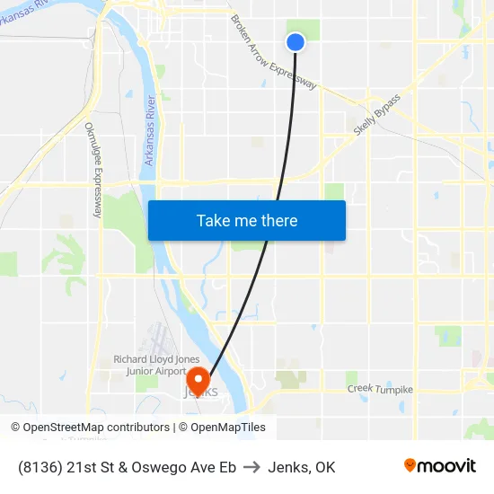(8136) 21st St & Oswego Ave Eb to Jenks, OK map