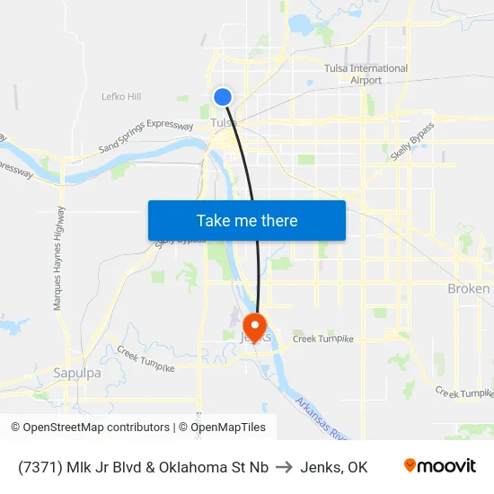 (7371) Mlk Jr Blvd & Oklahoma St Nb to Jenks, OK map