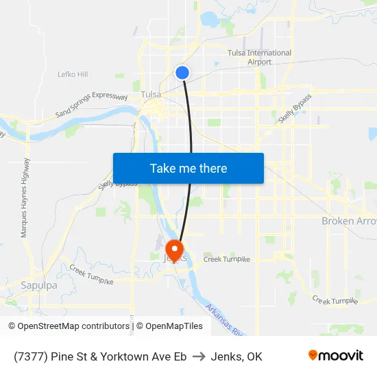 (7377) Pine St & Yorktown Ave Eb to Jenks, OK map