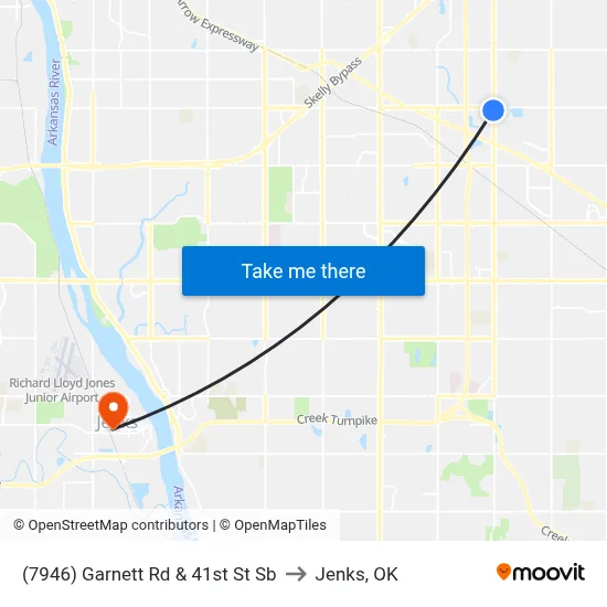 (7946) Garnett Rd & 41st St Sb to Jenks, OK map