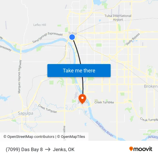(7099) Das Bay 8 to Jenks, OK map
