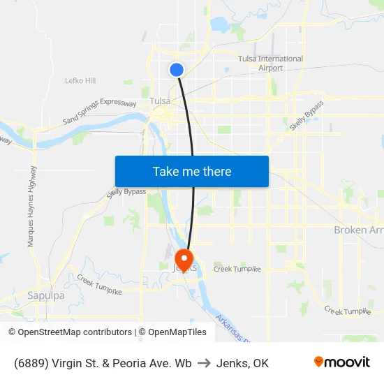 (6889) Virgin St. & Peoria Ave. Wb to Jenks, OK map