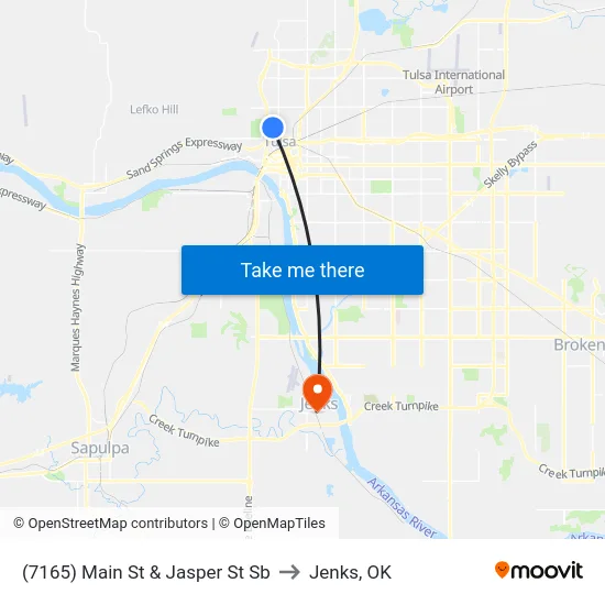 (7165) Main St & Jasper St Sb to Jenks, OK map