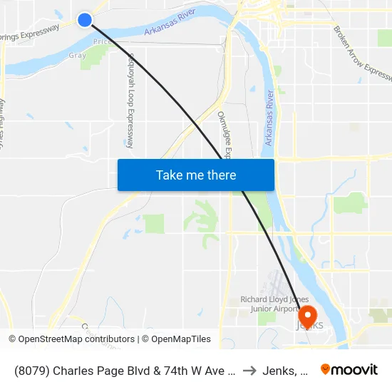 (8079) Charles Page Blvd & 74th W Ave Eb to Jenks, OK map