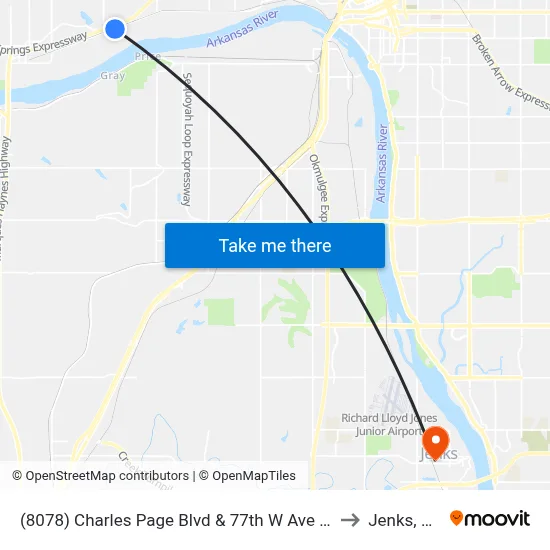 (8078) Charles Page Blvd & 77th W Ave Eb to Jenks, OK map