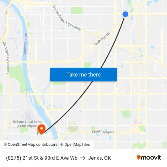 (8278) 21st St & 93rd E Ave Wb to Jenks, OK map