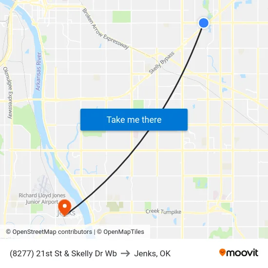 (8277) 21st St & Skelly Dr Wb to Jenks, OK map