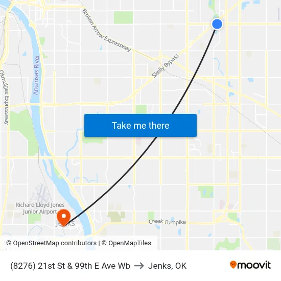 (8276) 21st St & 99th E Ave Wb to Jenks, OK map