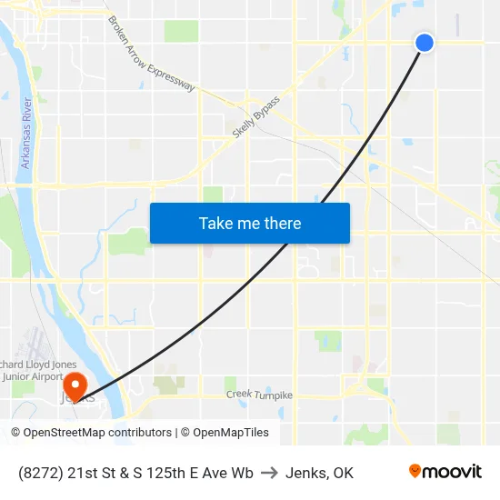 (8272) 21st St & S 125th E Ave Wb to Jenks, OK map