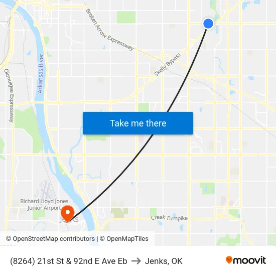 (8264) 21st St & 92nd E Ave Eb to Jenks, OK map