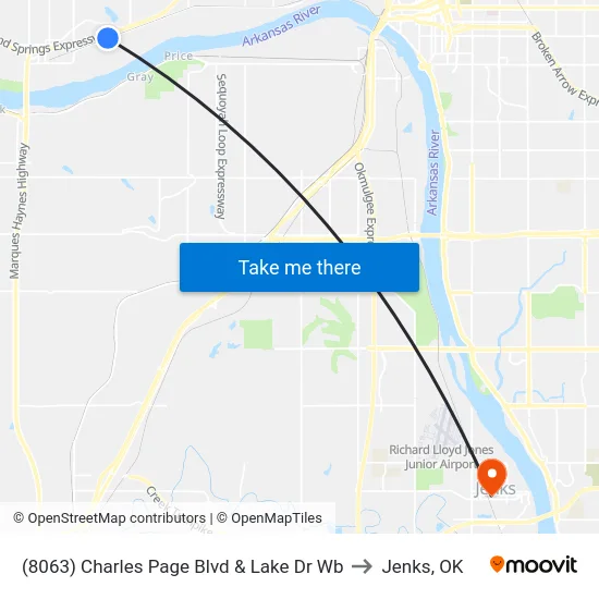 (8063) Charles Page Blvd & Lake Dr Wb to Jenks, OK map