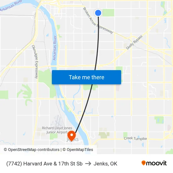 (7742) Harvard Ave & 17th St Sb to Jenks, OK map