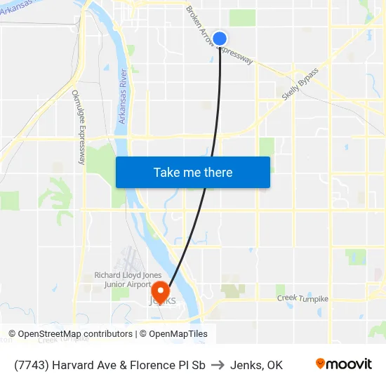 (7743) Harvard Ave & Florence Pl Sb to Jenks, OK map