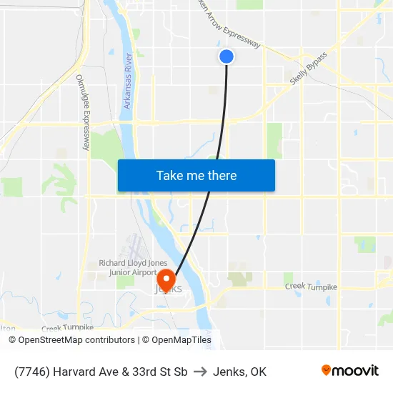 (7746) Harvard Ave & 33rd St Sb to Jenks, OK map
