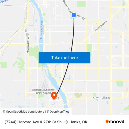 (7744) Harvard Ave & 27th St Sb to Jenks, OK map
