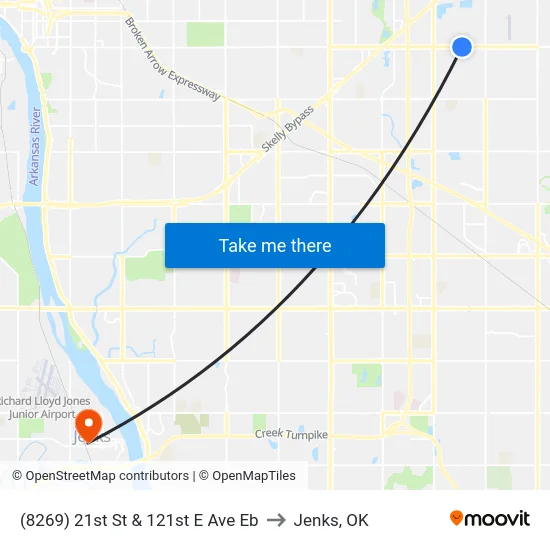 (8269) 21st St & 121st E Ave Eb to Jenks, OK map