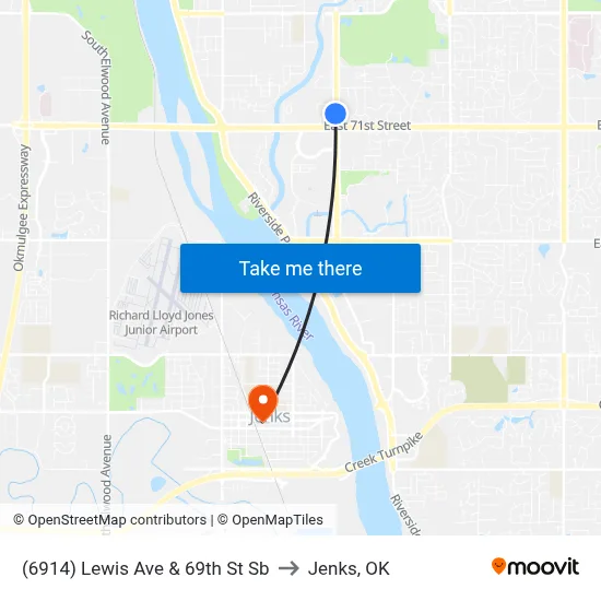 (6914) Lewis Ave & 69th St Sb to Jenks, OK map