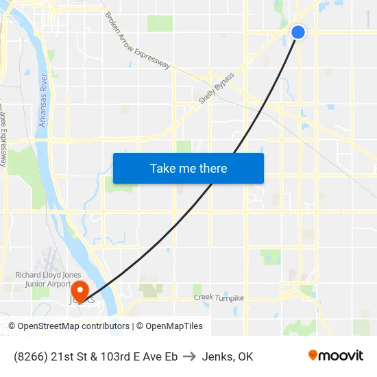 (8266) 21st St & 103rd E Ave Eb to Jenks, OK map