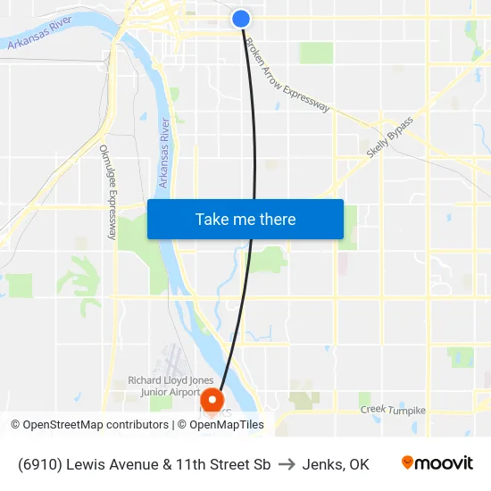 (6910) Lewis Avenue & 11th Street Sb to Jenks, OK map
